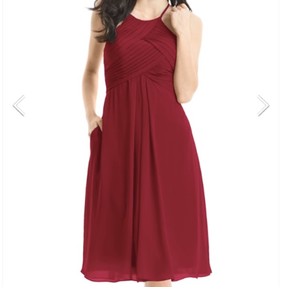 Burgundy Azazie Adriana Bridesmaid Halter Dress